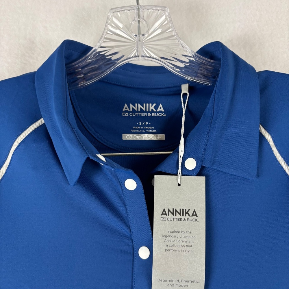 Annika, Women’s Size S, Blue, DryTec, Polo Shirt, UPF 50+, NWT Cutter and Buck - Picture 2 of 12